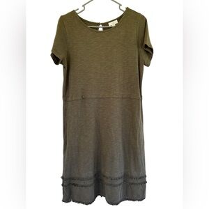 J.Jill Women's Midi Olive‎ Green Short Sleeve Comfy Dress Size Small Work Casual